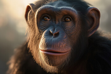 Closeup portrait of an ape