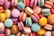 colorful french macaroons, top view, created with generative ai