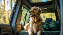 Canine In The Rear Of An SUV. Generative AI