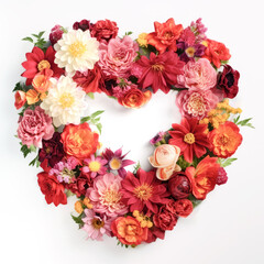 Sticker - Flowers wreath in the shape of heart. AI generated