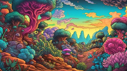 Wall Mural - Magic forest . Fantasy concept , Illustration painting. Generative Ai
