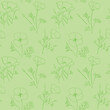 light green floral seamless pattern with silhouettes of poppies - vector