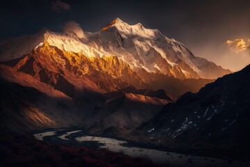 Canvas Print - Beautiful mountain landscape in Himalayas, Nepal, Asia