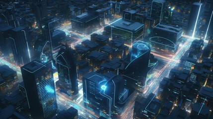 Sci-Fi Style Skyline building in Illustration Format