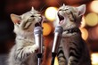 Singing Cats, Disco of 80s, Concert of 90s, Karaoke with Kittens, Abstract Generative AI Illustration