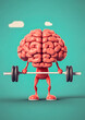 © Lubo Ivanko - Brain exercising muscles, lifting heavy weights in gym - concept of studying, learning or mental growth. Generative AI
