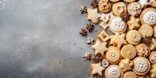 Christmas Cookies On A Wooden Background