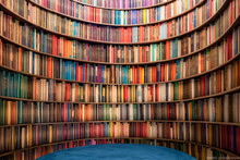 Library With Colorful Books On Bookshelves, High Resolution. Generative Ai.