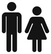 canvas print picture - Man and woman figure black icon. Restroom symbol