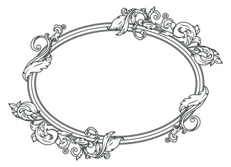 Wall Mural - oval filigree border. decorative vintage flourish frame