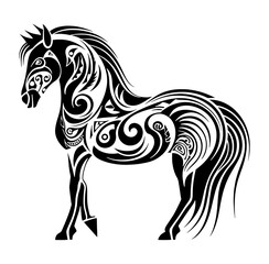 Wall Mural - Horse stencils illustrations, ornamental patterns design.