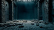 © PETR BABKIN - Dark room of an old abandoned factory. Generative Ai.
