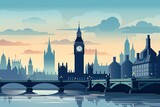 Fototapeta Londyn - Illustration of London and the Big Ben 