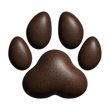3d Illustration: Dog Footprint Silhouette In Brown Color