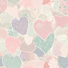 Create A Seamless Pattern Featuring A Lush Digital Paper Design Filled With Heart Shapes. The Composition Should Showcase A Magical And Intricate Arrangement Of Heart Shapes And Arranged In A Harmonio