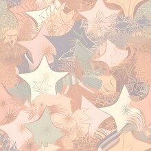 Create A Seamless Pattern Featuring A Lush Digital Paper Design Filled With Star Shapes. The Composition Should Showcase A Magical And Intricate Arrangement Of Star Shapes And Arranged In A Harmonious