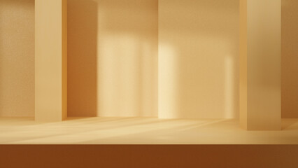 Leinwandbilder - Abstract pastel empty studio room background with window shadows, stage, showroom, room with sunlight and shadows for design and presentations