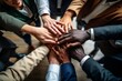 © top images - Hands of a friendly close-knit team of colleagues in business. AI generated, human enhanced.