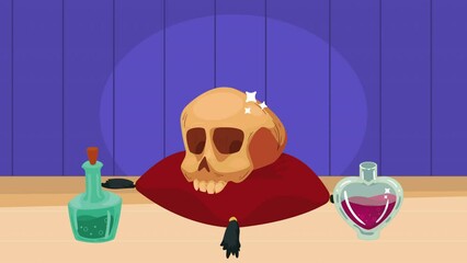 Wall Mural - magical skull in pillow animation