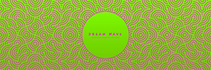 Wall Mural - Decorative Seamless Pattern with Bright Green and Pink Colors. Asian mandala vintage natural organic waves and circles. Psychedelic modern design.