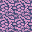 Kwiatowy wzór wektorowy. Ręcznie rysowane kwiatki na fioletowym tle. Prosty design do wykorzystania na tkaninach lub w innych projektach. Wzór powtarzalny.