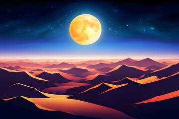 Wall Mural - landscape with moon created using ai generative technology