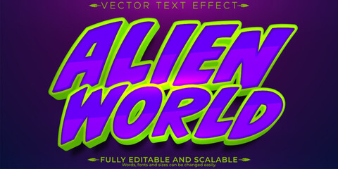 Alien space text effect, editable planet and ufo text style