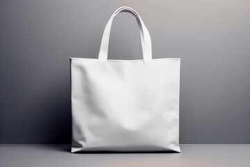 Blank white tote bag mockup isolated on black background, generative ai