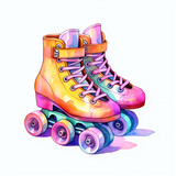 Roller skates watercolor illustration made with Generative AI