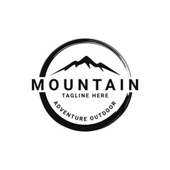 Wall Mural - Black Mountain Adventure Outdoor Circle Vintage Retro Logo Design Idea