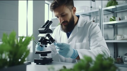 Sticker - scientist looking through microscope