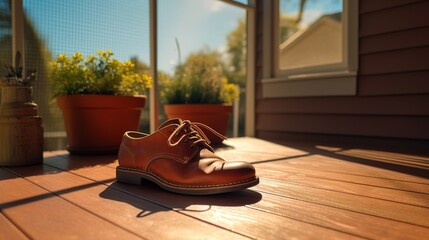 a pair of boots on the window