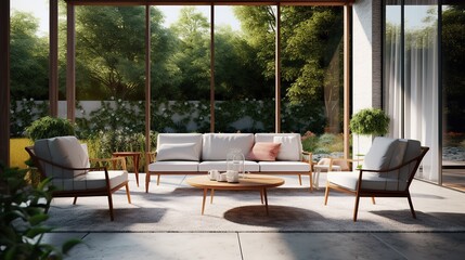 table and chairs in the garden