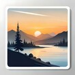 © Selintasnusantara - winter landscape with mountains postcard illustration with flat art design