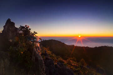 Wall Mural - viewpoint, doi luang chiang dao mountain sunrise, chiang mai, thailand.