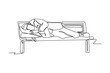 © klikline - Continuous one line drawing Homeless People Concept. Single line draw design vector graphic illustration.