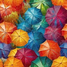 Colorful Umbrellas Rainbow Seamless Repeat Pattern [Generative AI]
