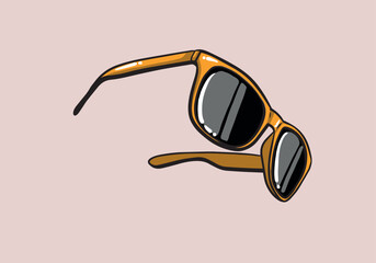 Hand drawn summer concept sun glasses. Summer design colorful cartoon sun glasses.