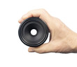 a photographic lens in a male hand