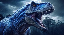 HD Wallpaper: Blue Dinosaur Illustration, Raptor, Jurassic Park, Jurassic World,Generative AI