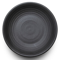 Black circle ceramics plate isolated on white background.