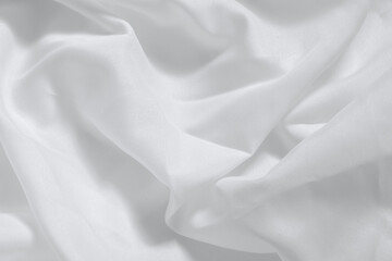 soft focus white smooth ripple linen fabric on detail texture background