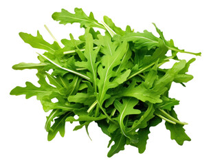 Fresh green arugula leaves isolated. Generative AI.