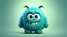 HD Wallpaper: Teal Monster Clip Art, Character, Smile, Paint, Funny, Cute, Human Face, 
