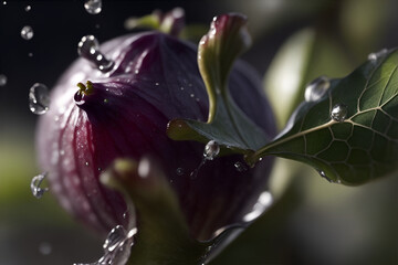 Wall Mural - Photo closeup fig with water drops. Generative AI