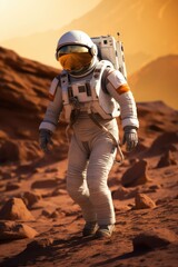 Wall Mural - astronau exploring the surface of planet mars
