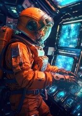 Wall Mural - Astronaut exploring space and universe