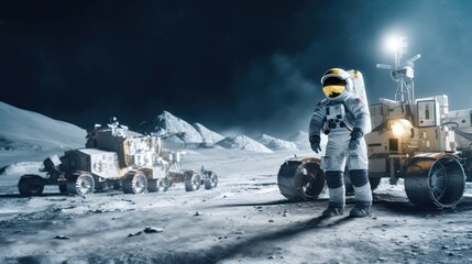 Wall Mural - astronauts on the surface of the moon
