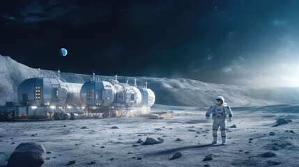 Wall Mural - astronauts on the surface of the moon