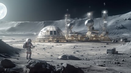 Wall Mural - astronauts on the surface of the moon